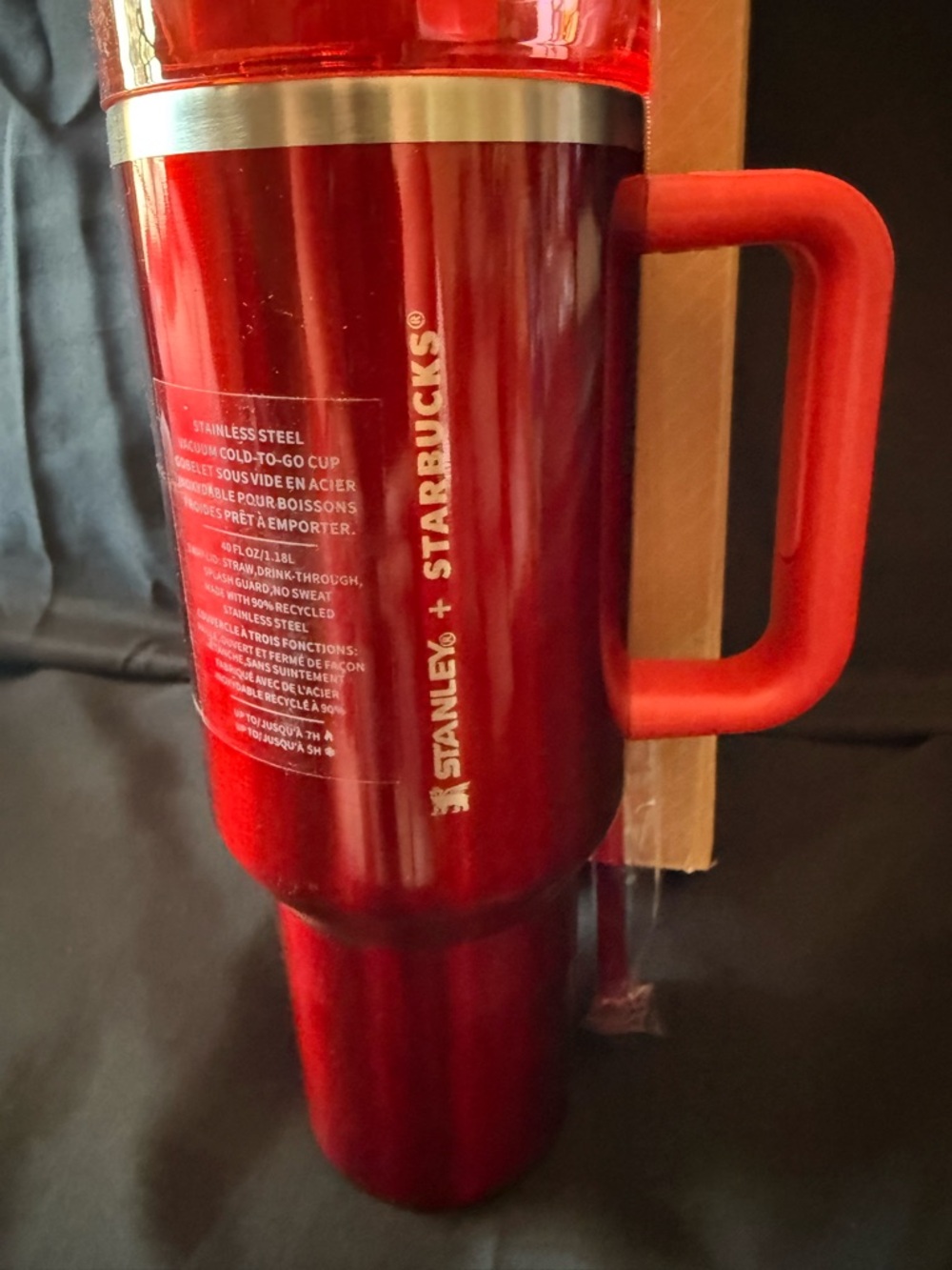 New Stanley 40oz Starbucks Red Stainless Steel Tumbler with Handle and Red Straw - Picture 2 of 8